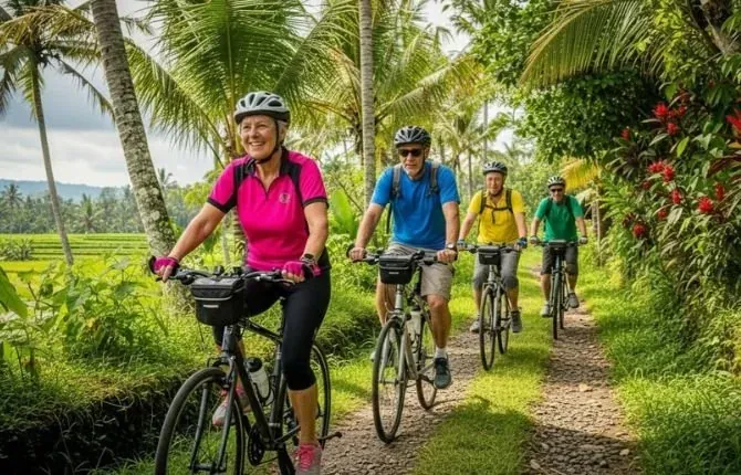 Easy senior-friendly cycling tour in Bali